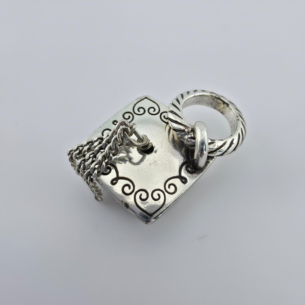 BRIGHTON 'Congrats!' Charm Graduation Cap Dangle Etched Silver Plate FREE $HIP!! - Picture 5 of 12